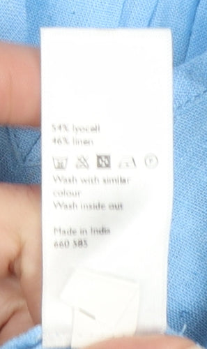 John Lewis Women’s Blue Linen Blend Tunic Blouse Size 14