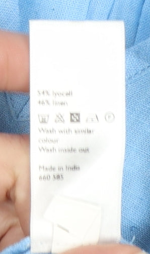 John Lewis Women’s Blue Linen Blend Tunic Blouse Size 14