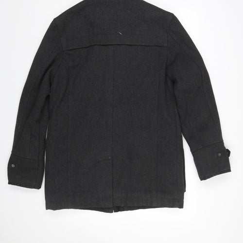 F.F.P. Men's Black Military Coat Wool Blend Size M Regular Fit