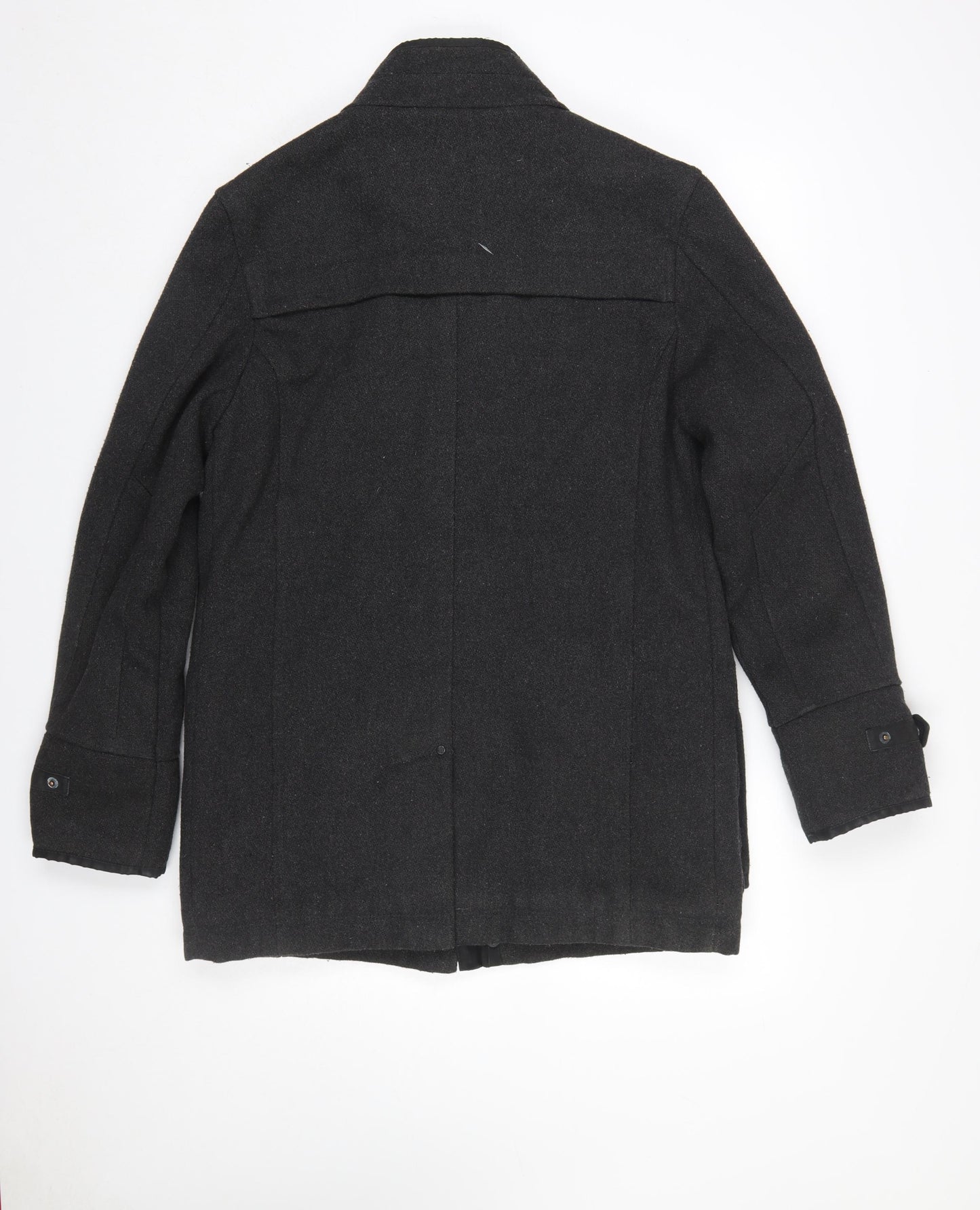 F.F.P. Men's Black Military Coat Wool Blend Size M Regular Fit