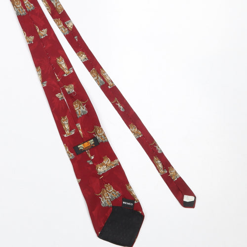 Endangered Species Men's Red Silk Tiger Animal Print Tie