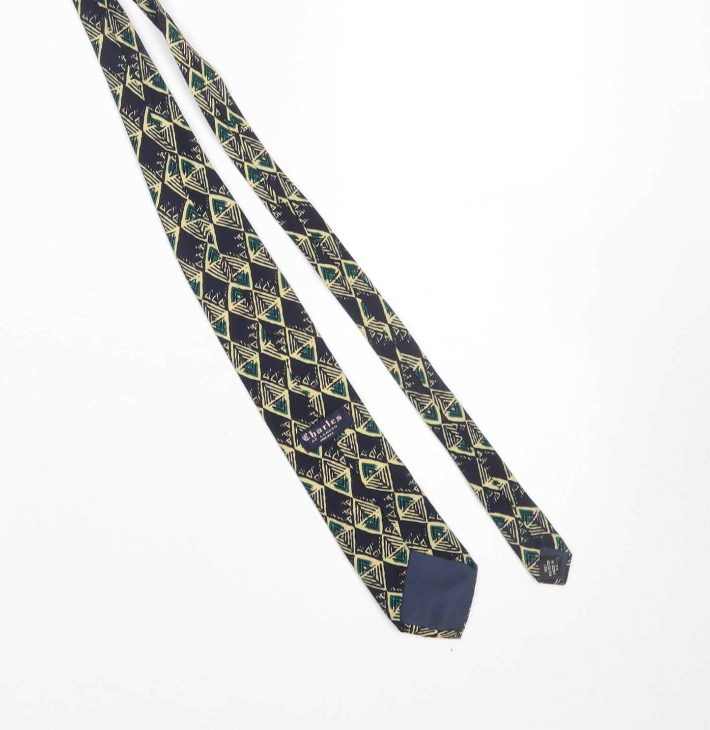 Charles of London Men's Blue Geometric Tie - 100% Polyester, One Size