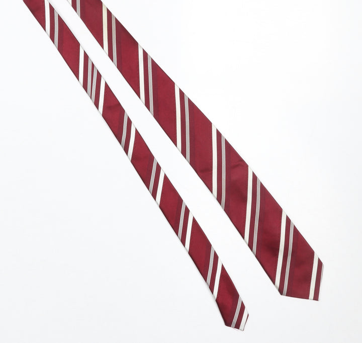 Pierre Cardin Men's Red Striped Silk Tie Classic Designer Style