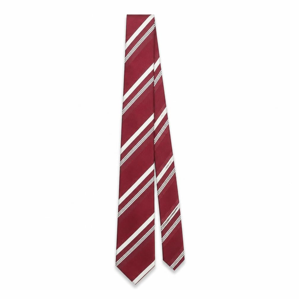 Front view of Pierre Cardin Men's Red Striped Silk Tie Classic Designer Style