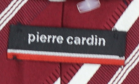 Pierre Cardin Men's Red Striped Silk Tie Classic Designer Style