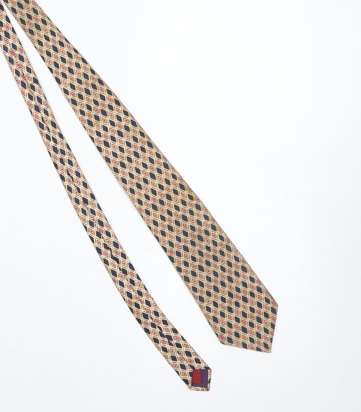 Burton Mens Beige Geometric Pure Silk Designer Tie One Size