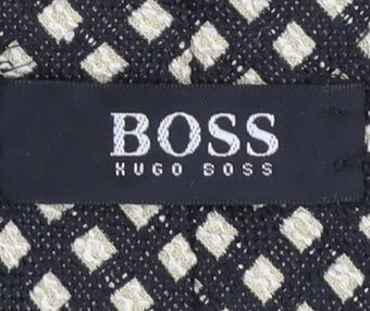 Hugo Boss Men's Black Geometric Silk Designer Tie One Size