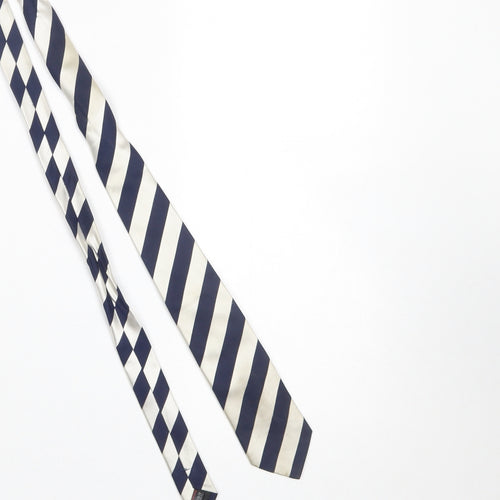 Taylor & Wright Men's Blue and Ivory Striped Silk Tie - One Size