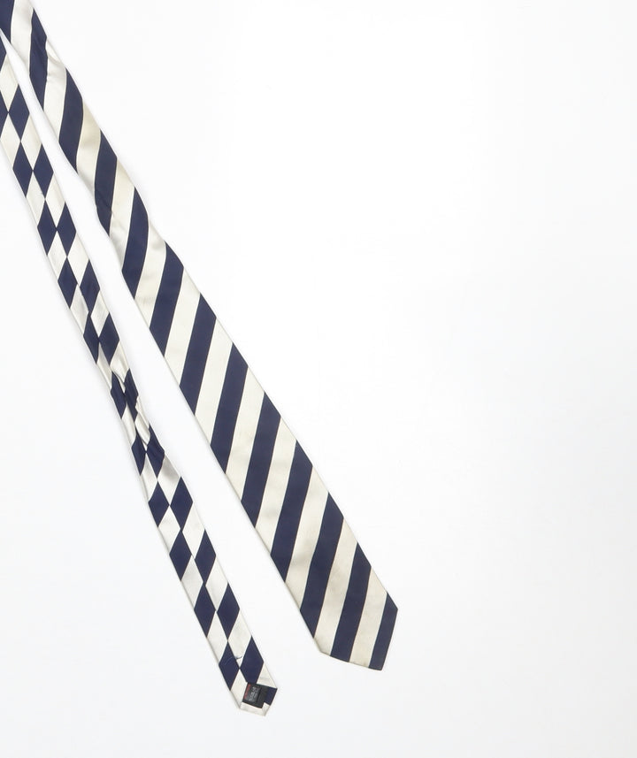 Taylor & Wright Men's Blue and Ivory Striped Silk Tie - One Size