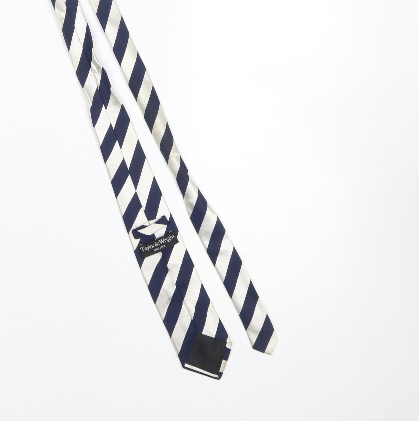 Taylor & Wright Men's Blue and Ivory Striped Silk Tie - One Size