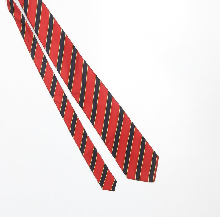 Carlo Colombo Men's Red Striped Silk Tie Made in Italy One Size
