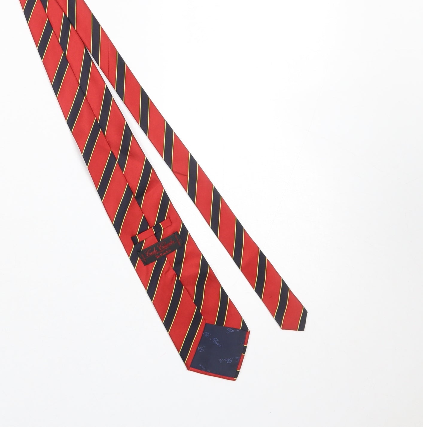 Carlo Colombo Men's Red Striped Silk Tie Made in Italy One Size