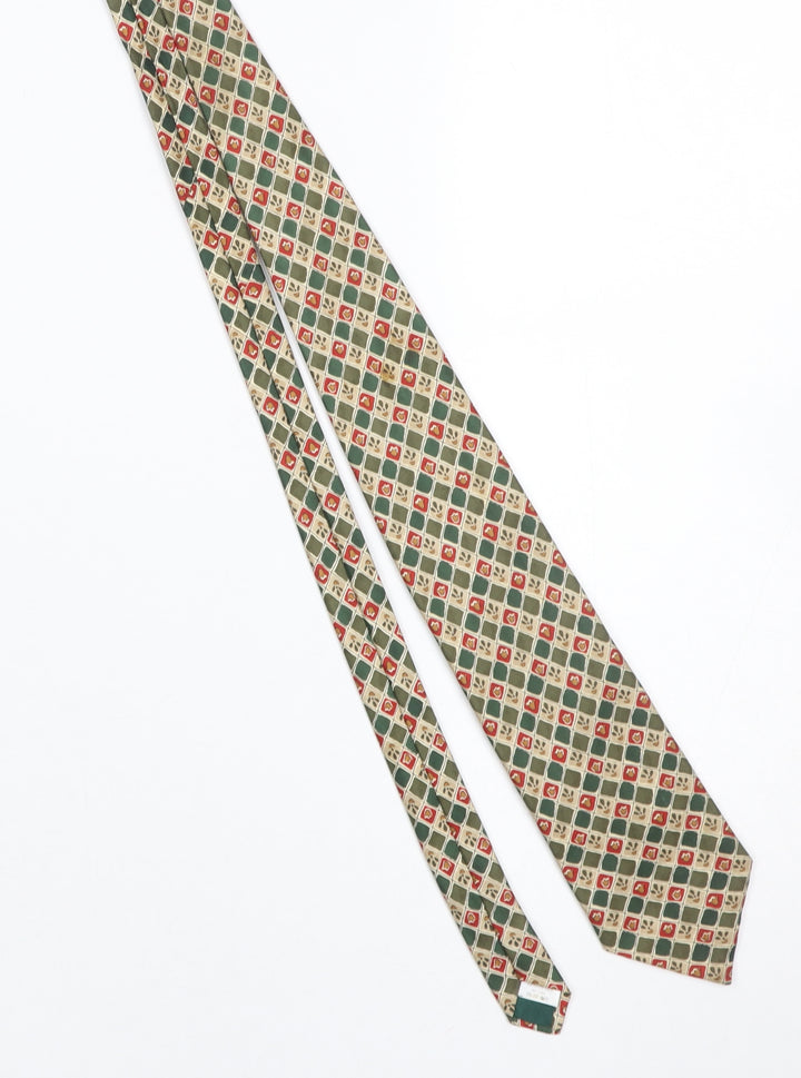 Berkertex Men’s Green Patterned 100% Silk Tie - Classic Style