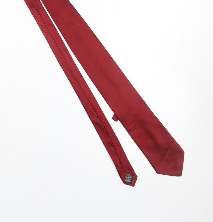 Tie Rack Men's Red 100% Silk Slim Tie Classic Pointed Style