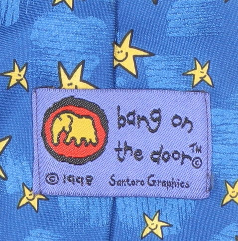 Bang on the Door Blue Cartoon Novelty Men's Tie One Size