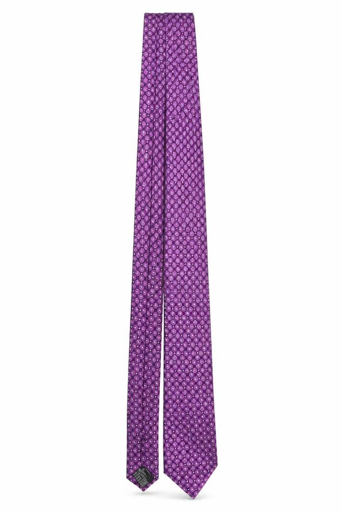 Front view of John Taylor Dublin Men's Purple Geometric Silk Slim Tie