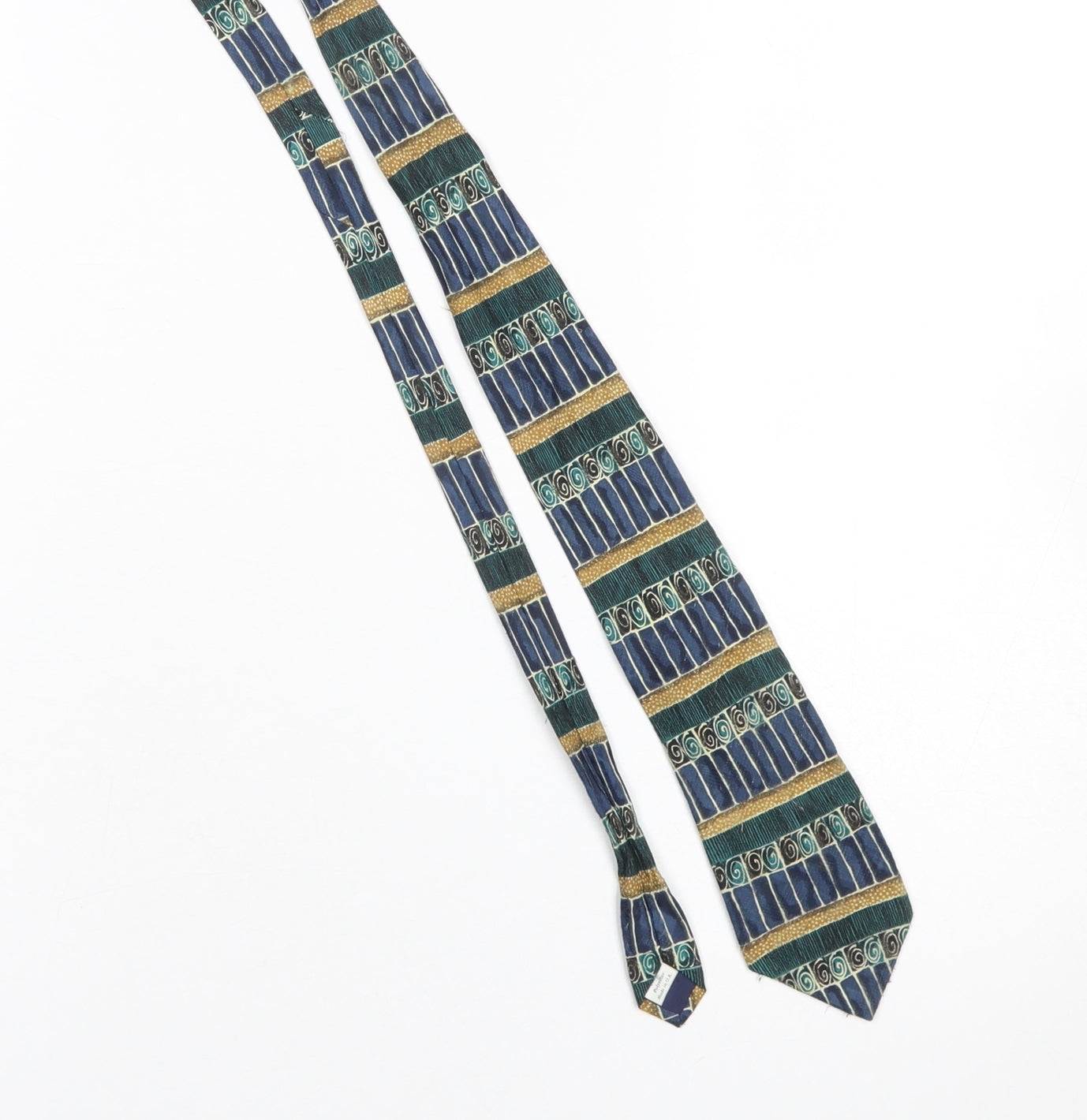 Burton Menswear Blue Green Geometric Polyester Tie One Size