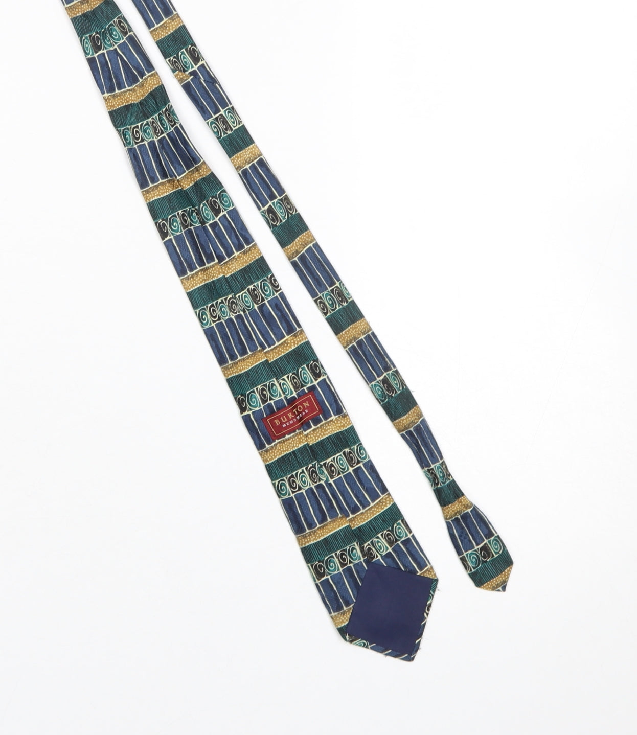 Burton Menswear Blue Green Geometric Polyester Tie One Size
