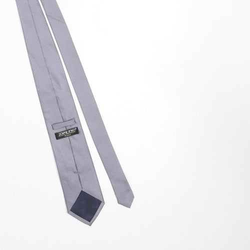 Soprano Men's Grey 100% Silk Slim Tie