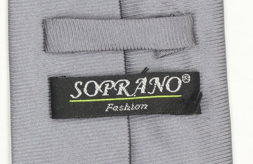 Soprano Men's Grey 100% Silk Slim Tie