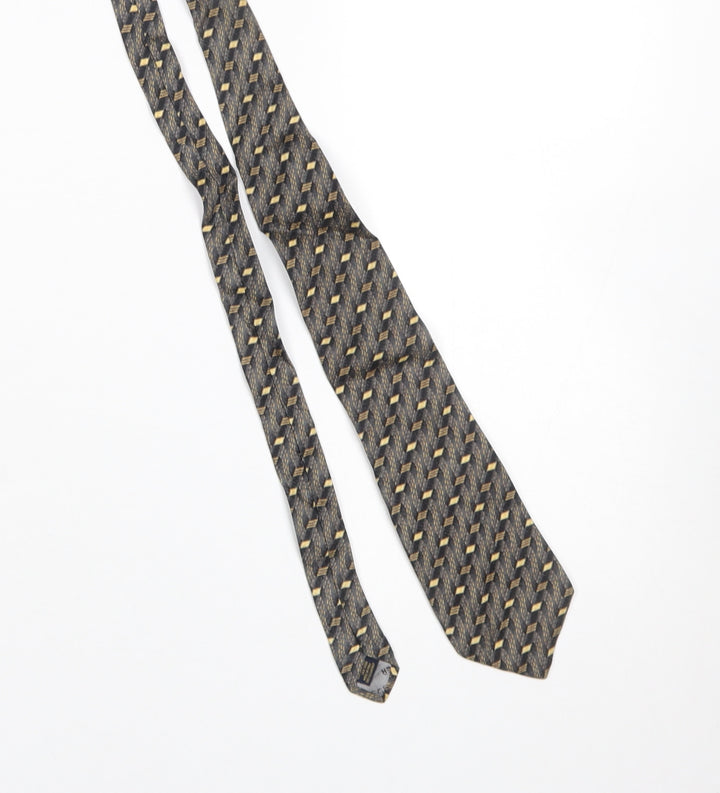 Jaeger Men's Grey Geometric Silk Designer Tie Made in Italy One Size