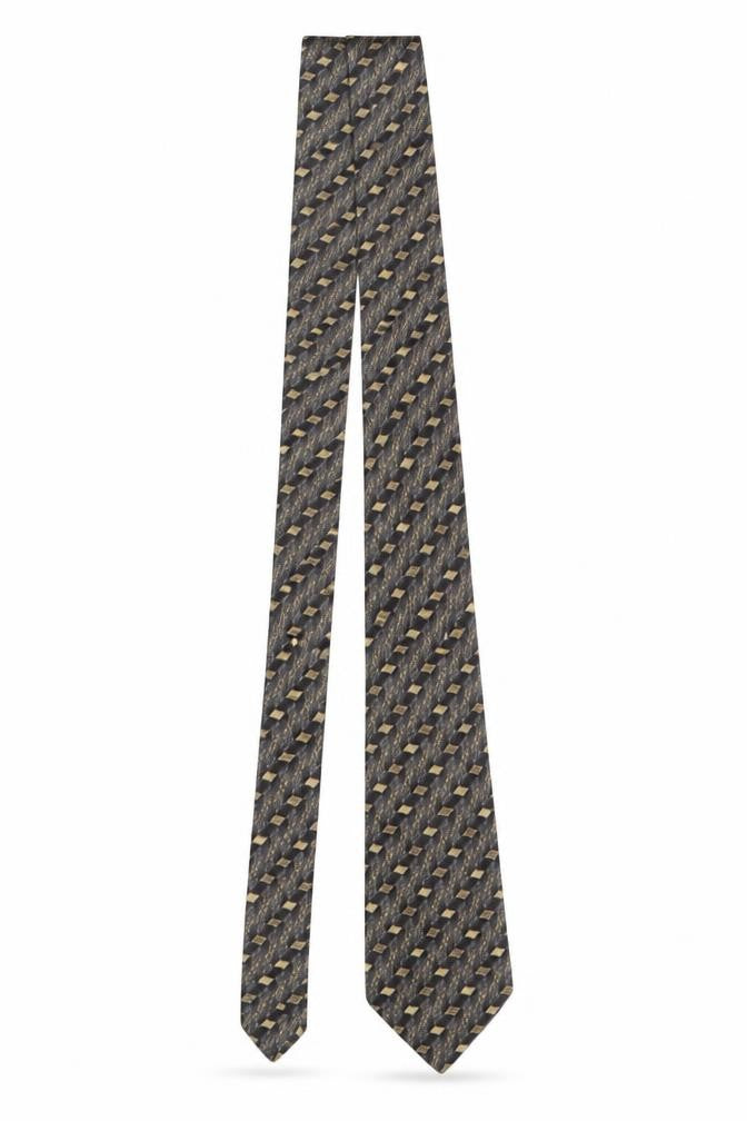 Jaeger Men's Grey Geometric Silk Designer Tie Made in Italy One Size