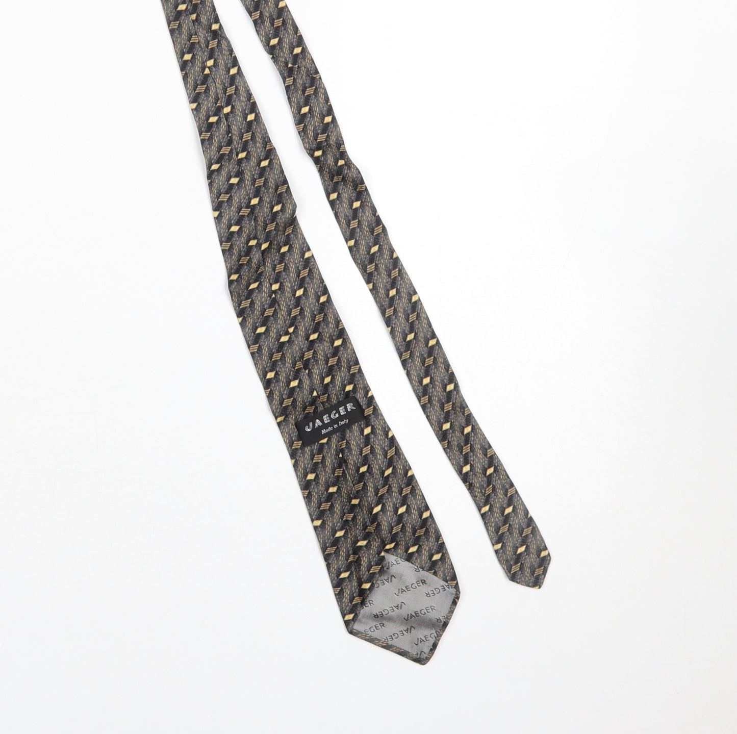 Jaeger Men's Grey Geometric Silk Designer Tie Made in Italy One Size