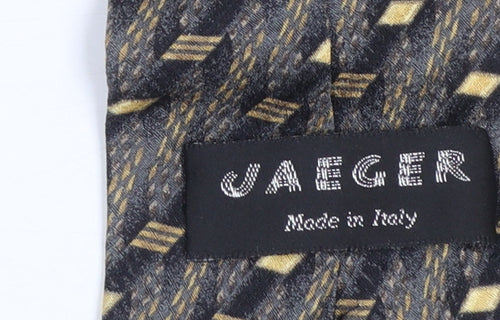 Jaeger Men's Grey Geometric Silk Designer Tie Made in Italy One Size