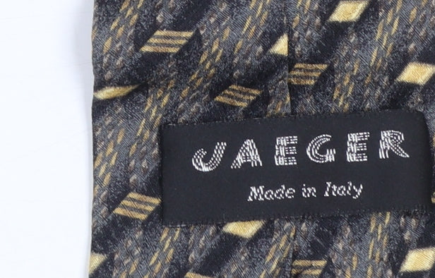 Jaeger Men's Grey Geometric Silk Designer Tie Made in Italy One Size