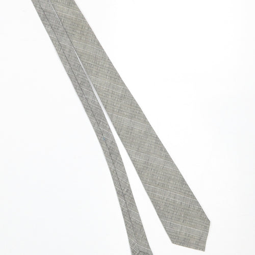 Carnaval de Paris Men's Grey Striped Pure Silk Tie Slim Style