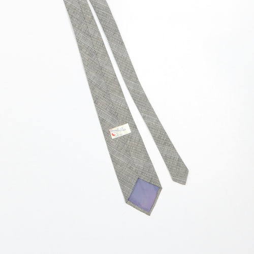 Carnaval de Paris Men's Grey Striped Pure Silk Tie Slim Style
