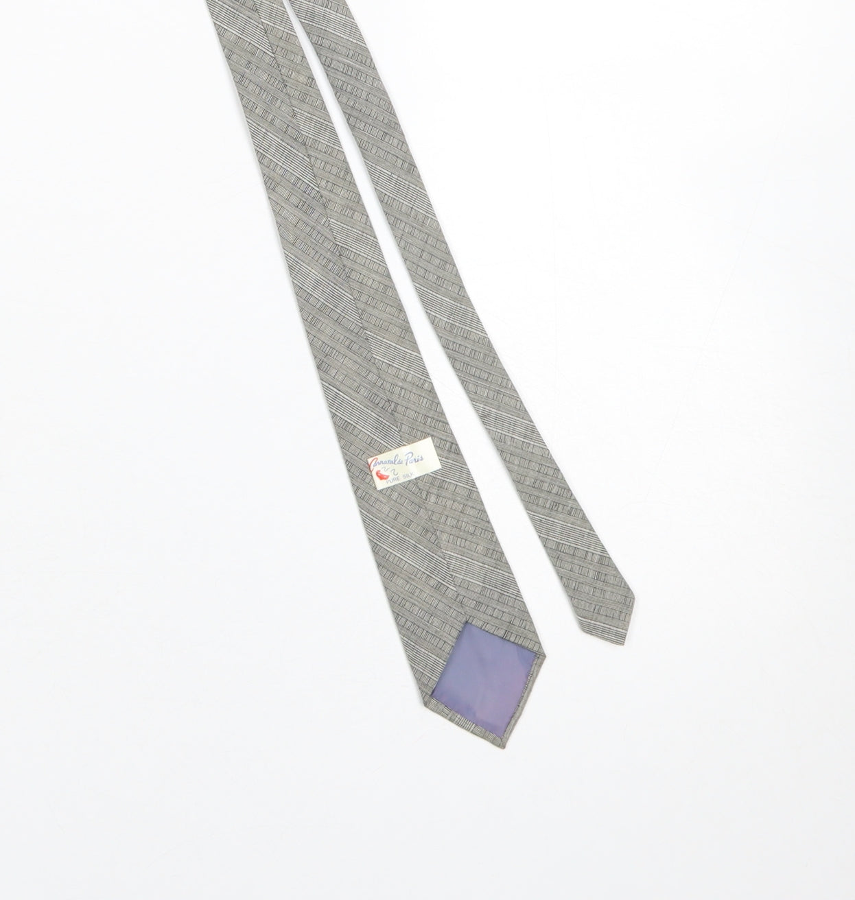 Carnaval de Paris Men's Grey Striped Pure Silk Tie Slim Style