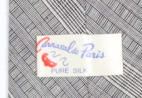 Carnaval de Paris Men's Grey Striped Pure Silk Tie Slim Style