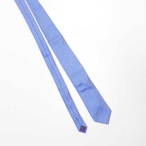 Paul Costelloe Men's Blue Patterned Silk Slim Tie 176cm