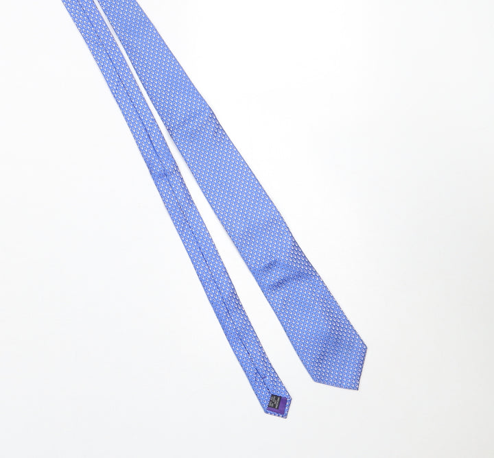 Paul Costelloe Men's Blue Patterned Silk Slim Tie 176cm
