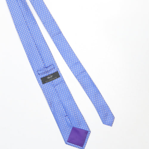Paul Costelloe Men's Blue Patterned Silk Slim Tie 176cm