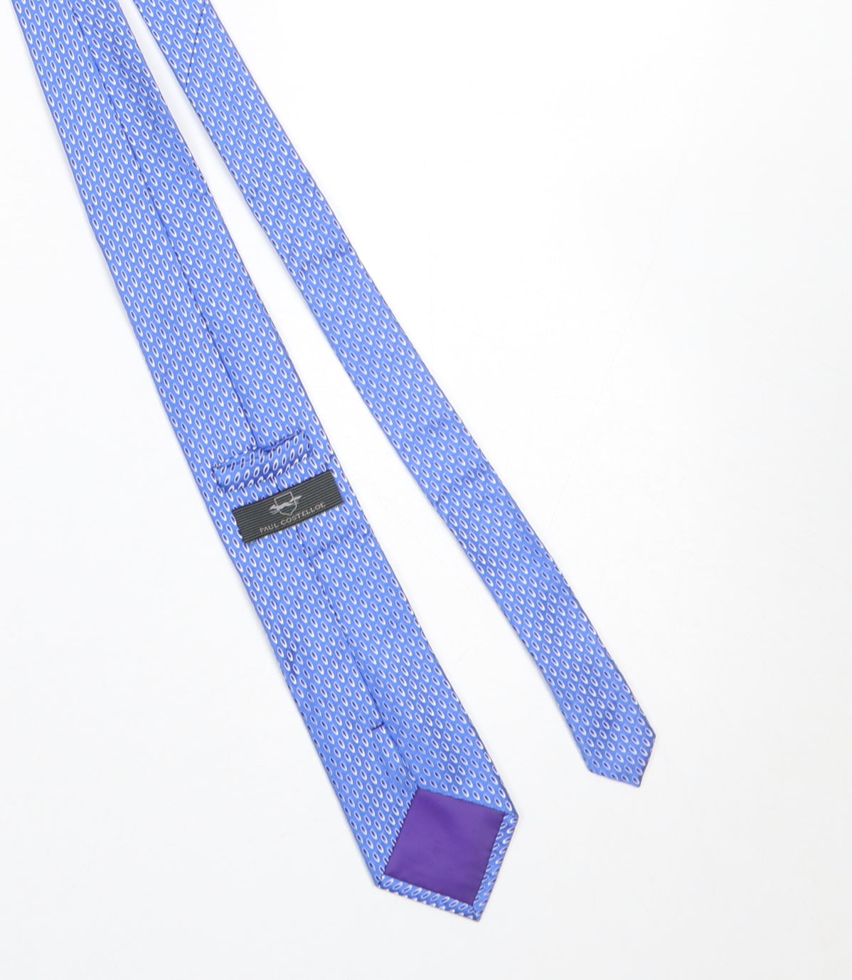 Paul Costelloe Men's Blue Patterned Silk Slim Tie 176cm