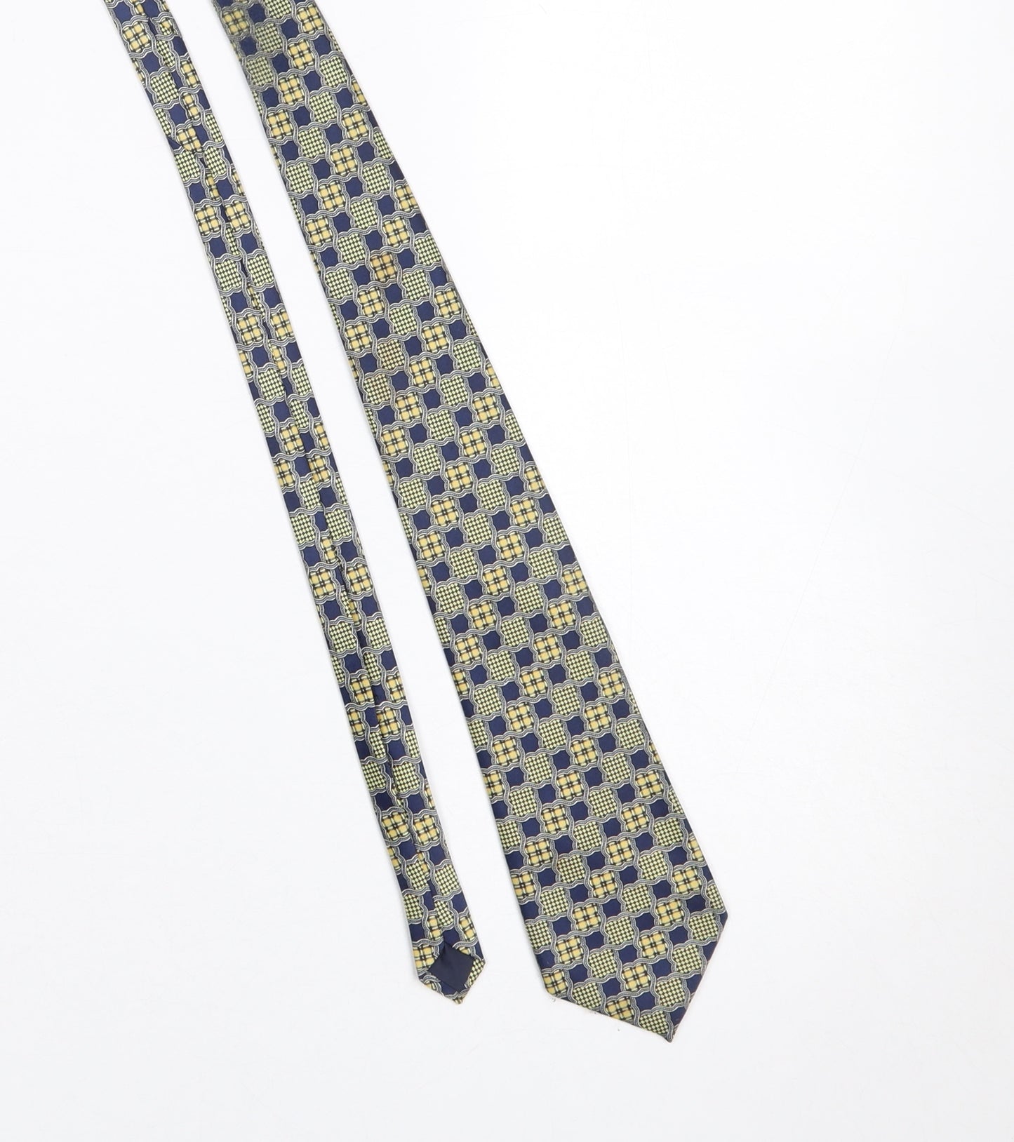 Valeria Boldi Men Blue Geometric Handmade Silk Tie One Size