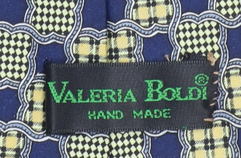 Valeria Boldi Men Blue Geometric Handmade Silk Tie One Size