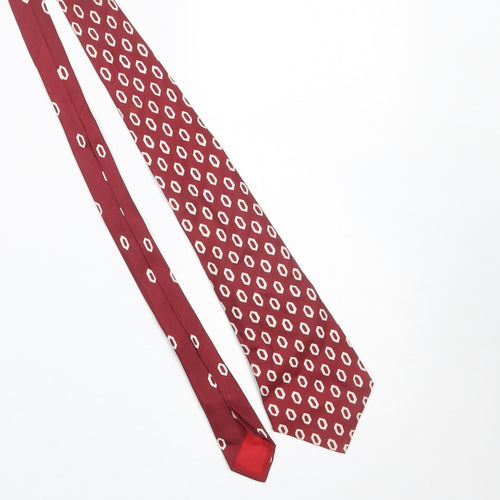 Pearl Men's Red Geometric 100% Silk Tie – Classic Style