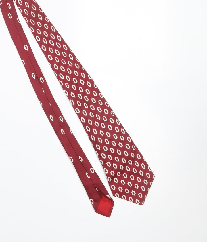 Pearl Men's Red Geometric 100% Silk Tie – Classic Style