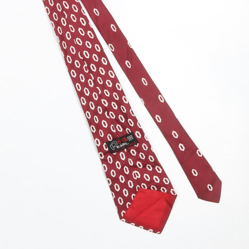 Pearl Men's Red Geometric 100% Silk Tie – Classic Style
