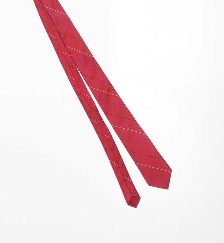Channiti Men's Red Slim Striped 100% Silk Handmade Tie
