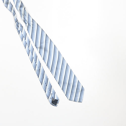Emporio Armani Men's Blue Striped 176 Silk Designer Tie