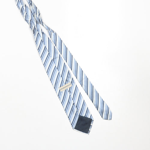 Emporio Armani Men's Blue Striped 176 Silk Designer Tie