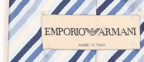 Emporio Armani Men's Blue Striped 176 Silk Designer Tie