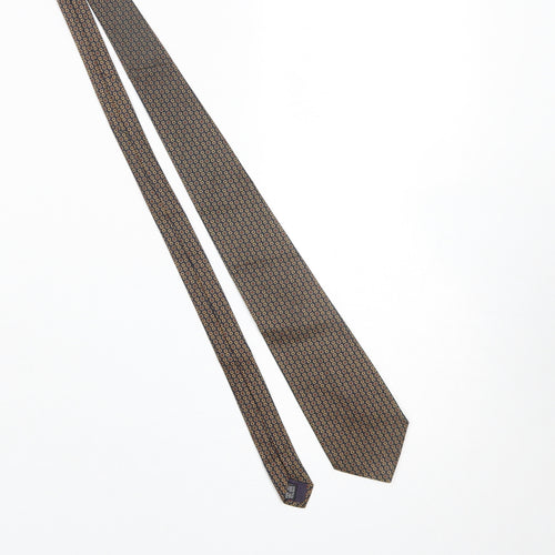 Jonelle Men's Brown Geometric Pure Silk Tie Made in England