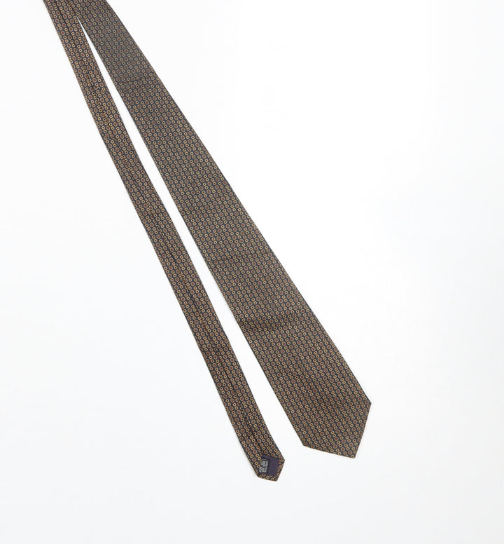 Jonelle Men's Brown Geometric Pure Silk Tie Made in England