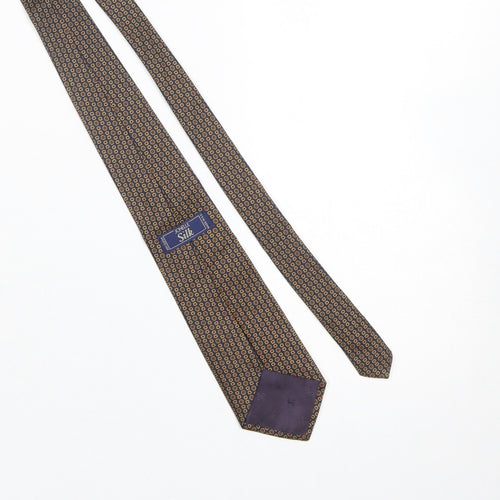 Jonelle Men's Brown Geometric Pure Silk Tie Made in England