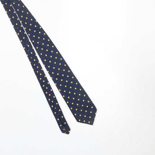 The Savile Row Company Men's Navy Blue Polka Dot Silk Tie